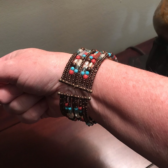Bohemian Beaded Cuff Bacelet - Picture 3 of 4